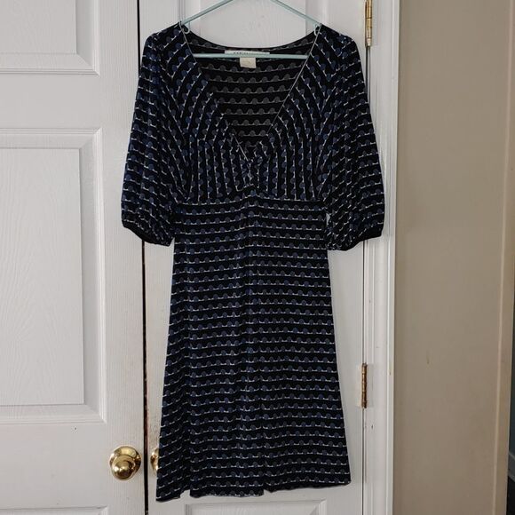 Max Studio  black and blue print dress Sz S - Picture 1 of 6